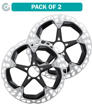 2 Pack Shimano XTR RT-MT900-L Disc Brake Rotors 203mm, Center Lock, Silver/Black