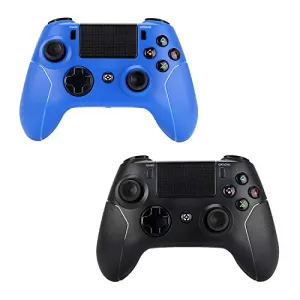 2 Pack Wireless Controllers for PS4 and for Playstation 4 Control - YU33 for DS4 Remote Joystick Support Playstation 4,Pro/Slim PS4,PC,PS TVs,Smart TV（Black Red Diamond (Blue and Black)