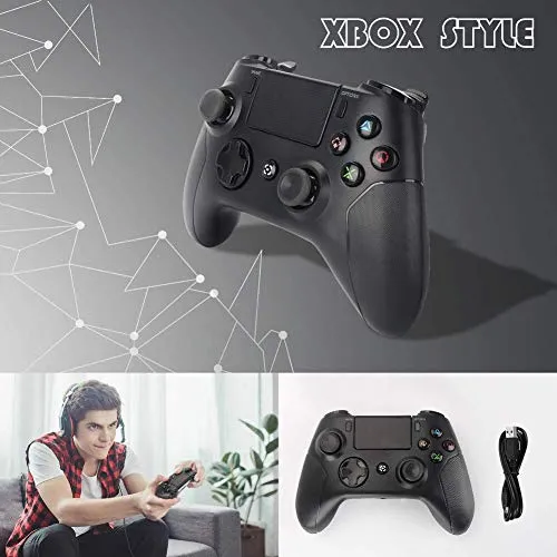 2 Pack Wireless Controllers for PS4 and for Playstation 4 Control - YU33 for DS4 Remote Joystick Support Playstation 4,Pro/Slim PS4,PC,PS TVs,Smart TV（Black Red Diamond (Blue and Black)