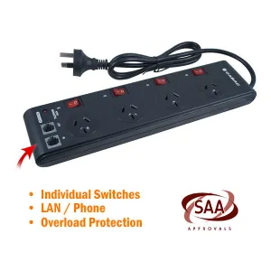 4-Way Powerboard with Individual Switches
