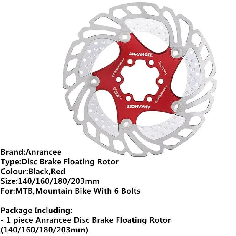 ANRANCEE Mountain Bike Cooling Disc Brake Floating Pads 140mm 160mm 180mm 203mm 6 Bolts Cool Down Bicycle Rotor VS RT99 RT86