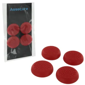 Assecure TPU protective analogue thumb grip stick caps for Sony PS4 controllers [Playstation 4] - 4 pk - red