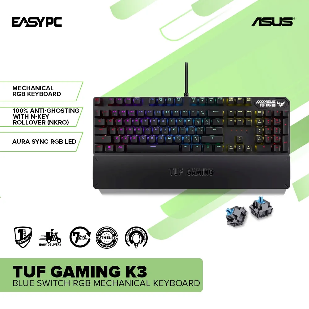 Asus TUF Gaming K3 Red/Blue/Brown Switch RGB Mechanical Keyboard