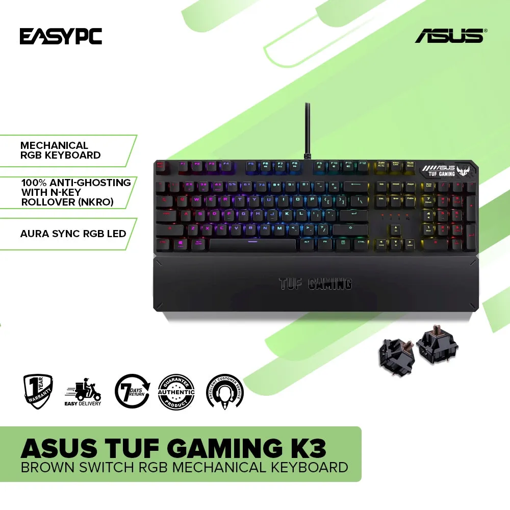 Asus TUF Gaming K3 Red/Blue/Brown Switch RGB Mechanical Keyboard