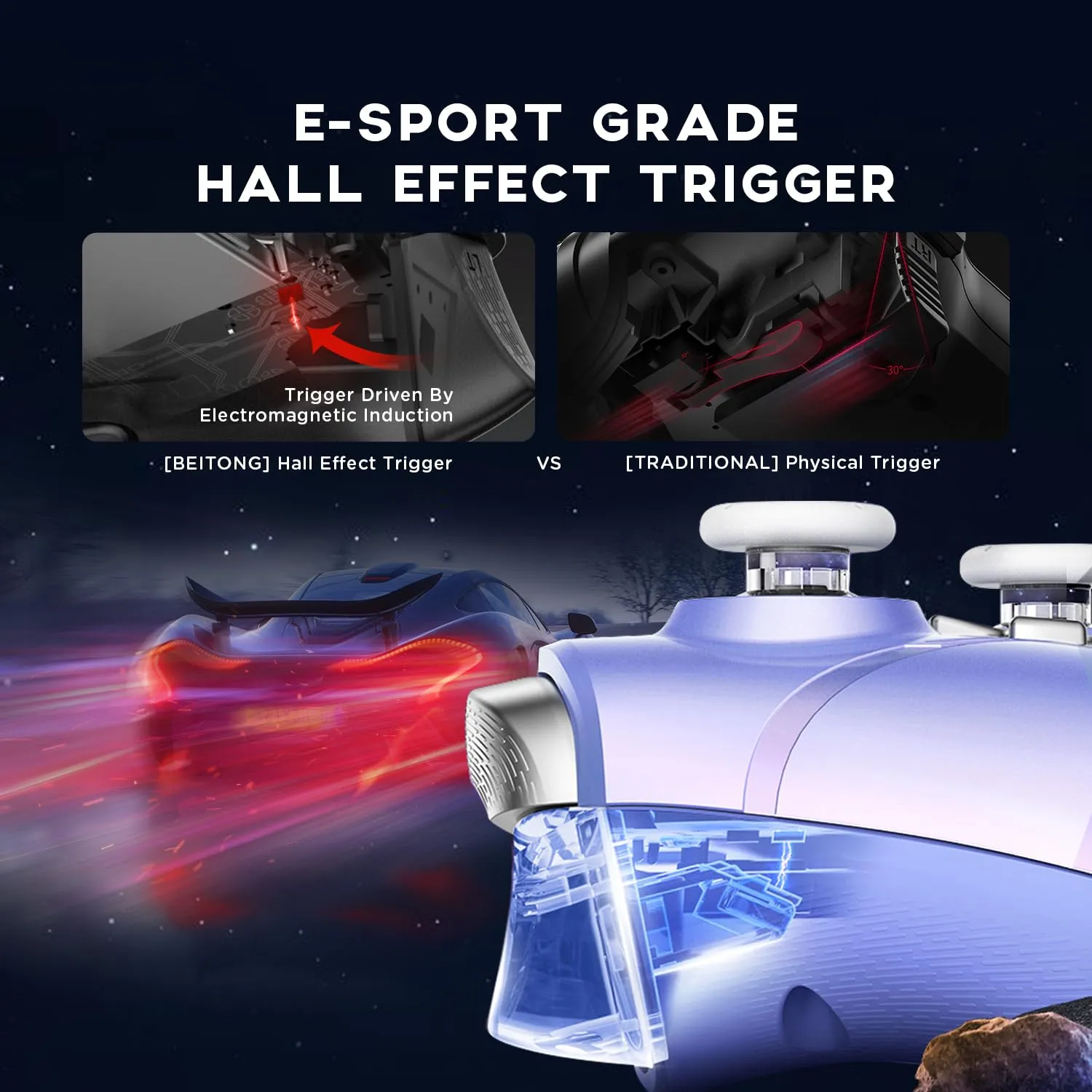 BEITONG Asura 2Pro Plus PC Controller No Drift Hall Effect Joystick Wireless Gamepad For Switch Tesla Mobile Gaming,6 Axis Motion Control/Mechanical Key/Macro Nebulae
