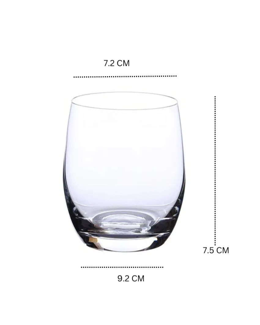 Club Whiskey Glass Clear Bohemia Crystal Beverageware | Set of 6 | 3 x 4 inches | 300ml