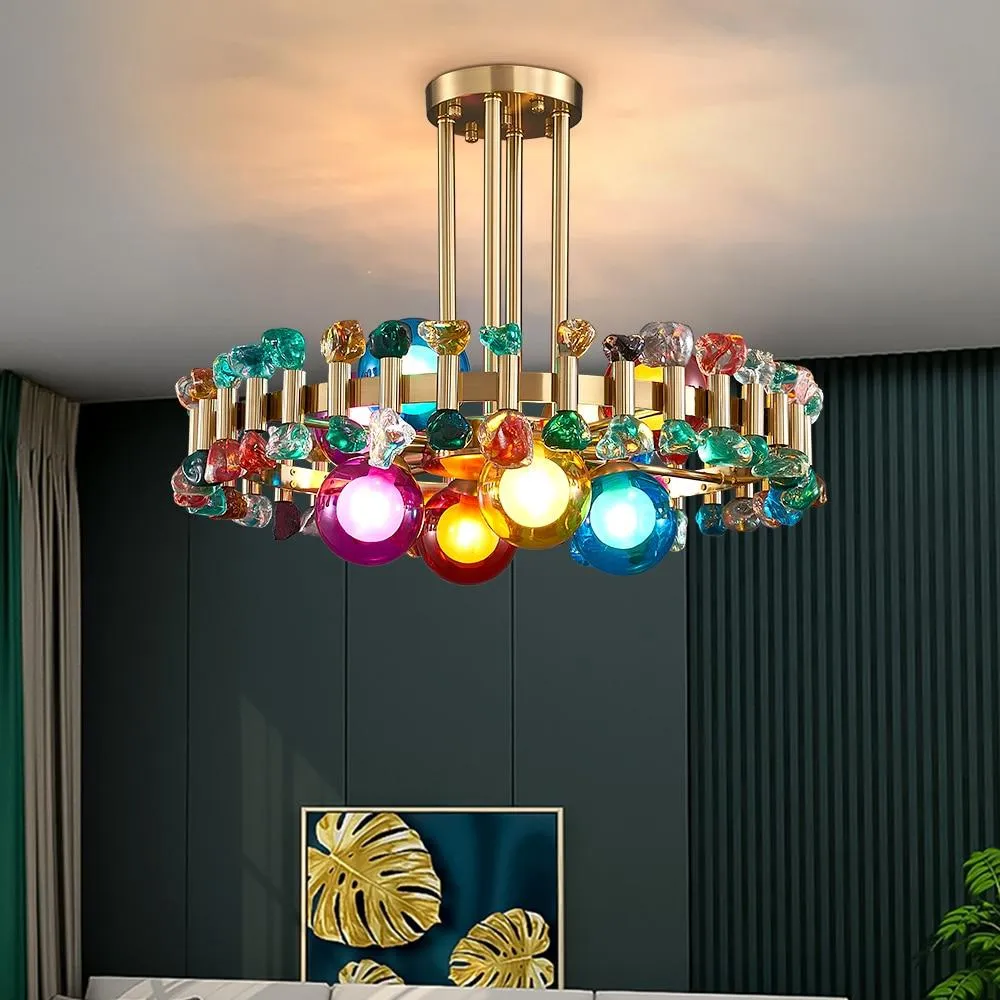Colorful Modern Crystal Chandelier For Living And Dining Room
