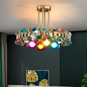 Colorful Modern Crystal Chandelier For Living And Dining Room