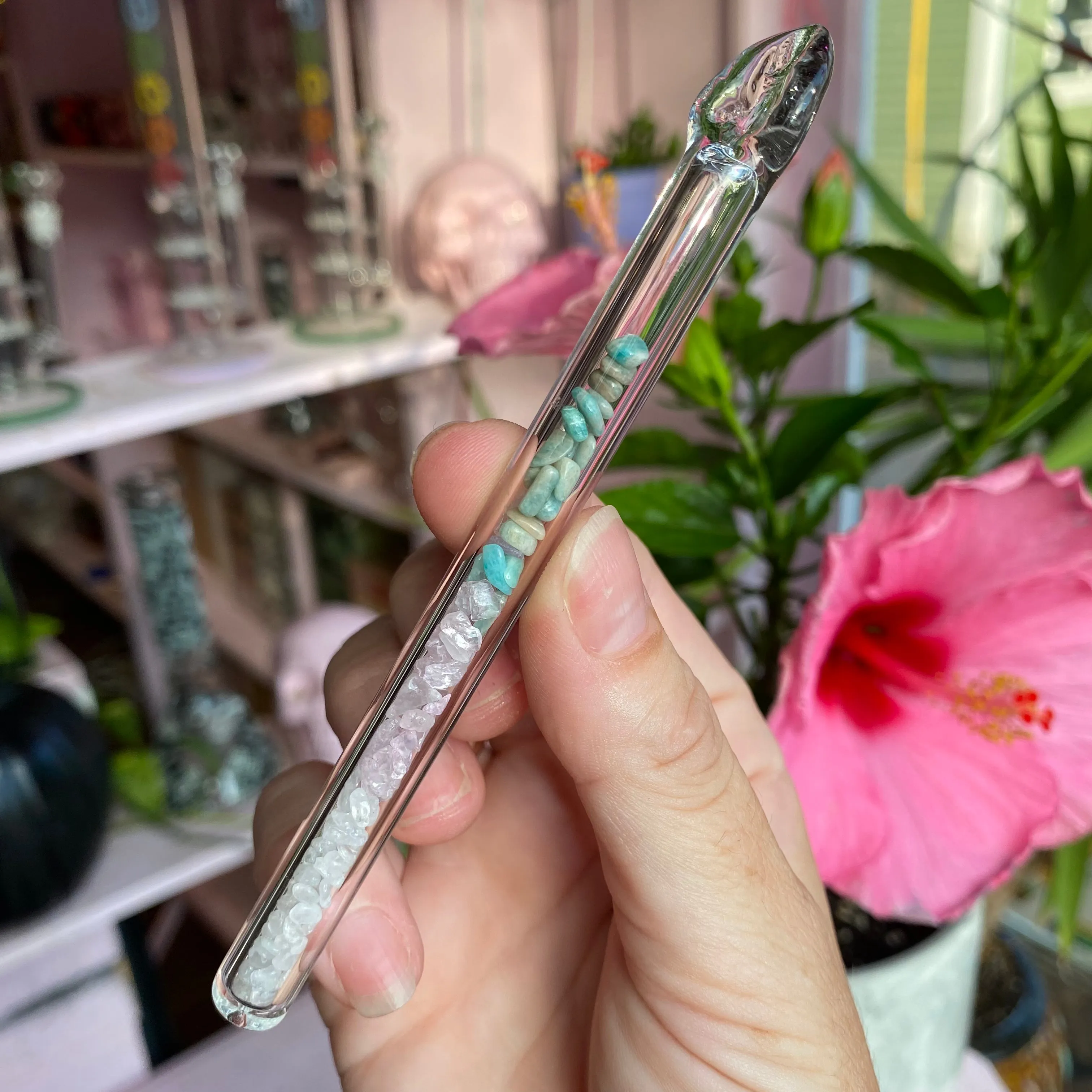 Crystal Filled Glass Scoop Tool