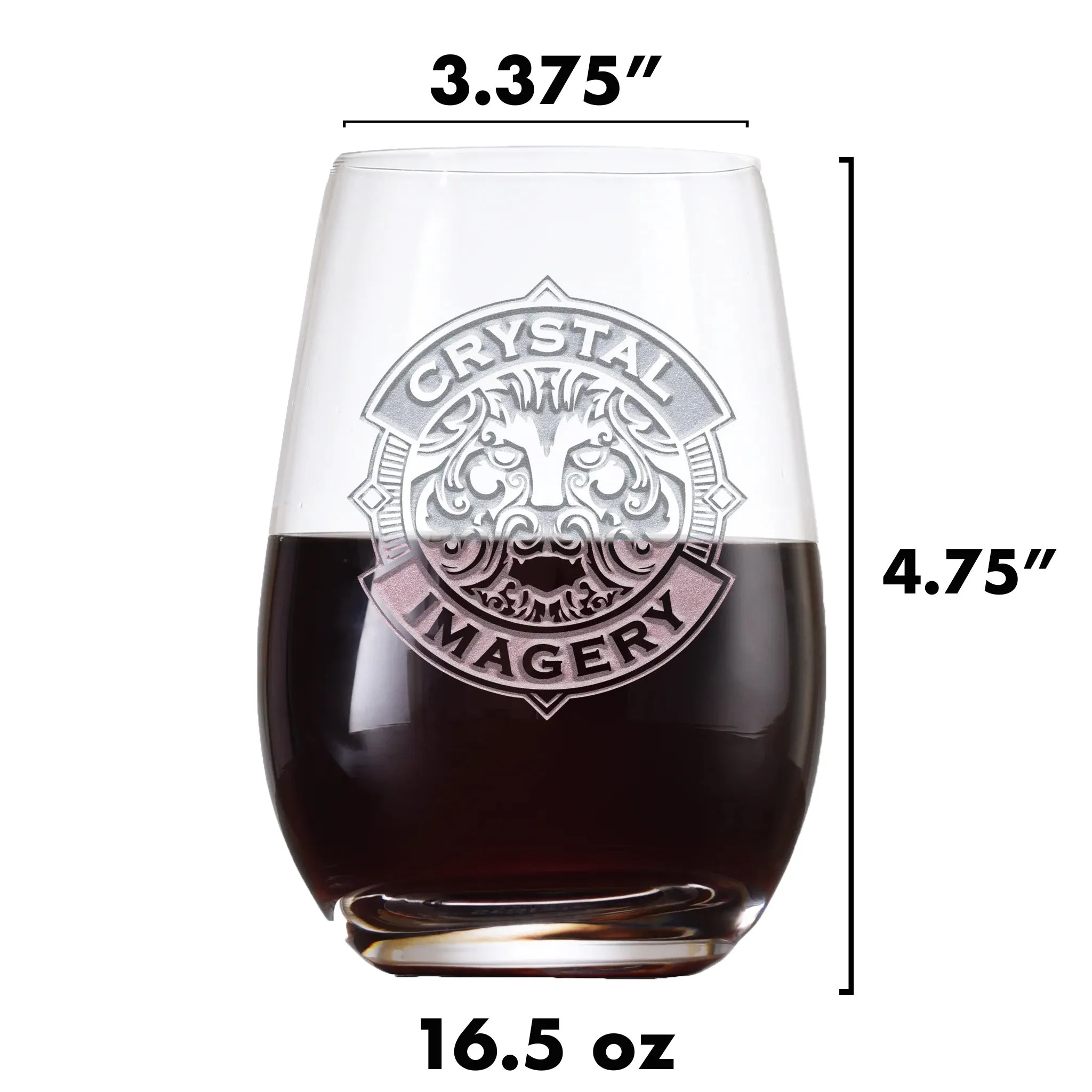 Custom Engraved Stemless Wine Glass Tumbler by Crystal Imagery