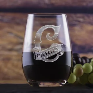 Custom Engraved Stemless Wine Glass Tumbler by Crystal Imagery