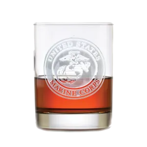 Deep Carved Marines Standard Rocks Glass