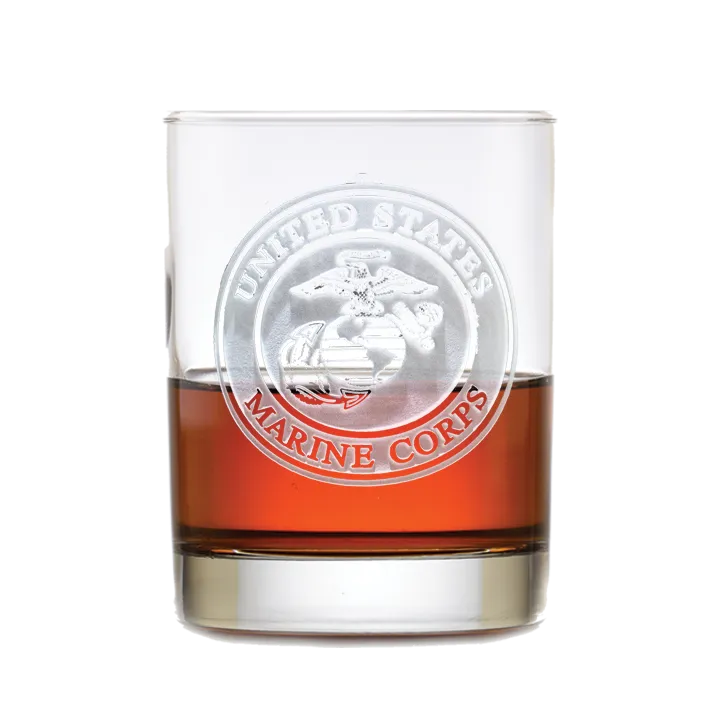 Deep Carved Marines Standard Rocks Glass