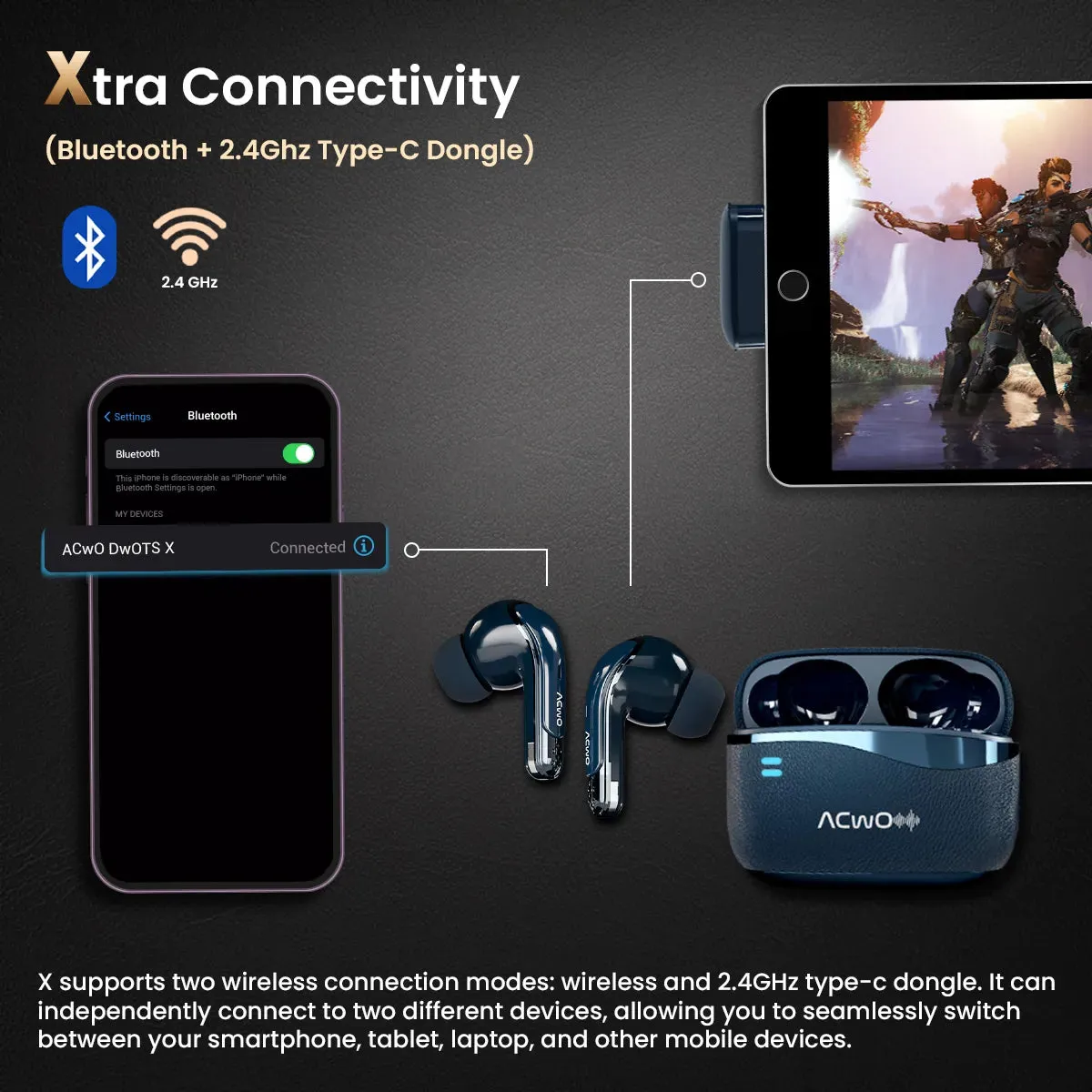 DwOTS X  Gaming Earbuds For Gamers With ANC & Near Zero Lag