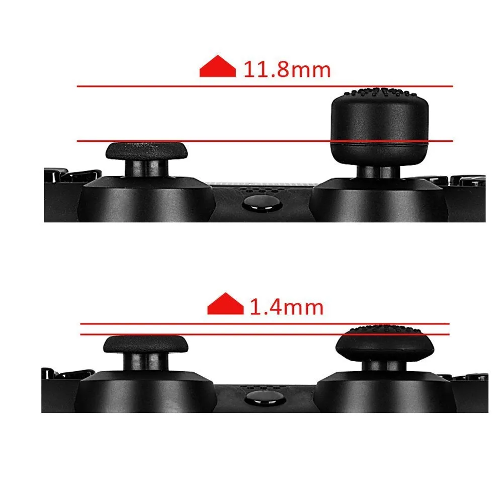 eXtremeRate 8 Red Silicone Rubber Precision Platporm Raised Analog Sticks Thumb Grips for PS4 Slim PS4 Pro Thumbsticks -ZXBJ1224