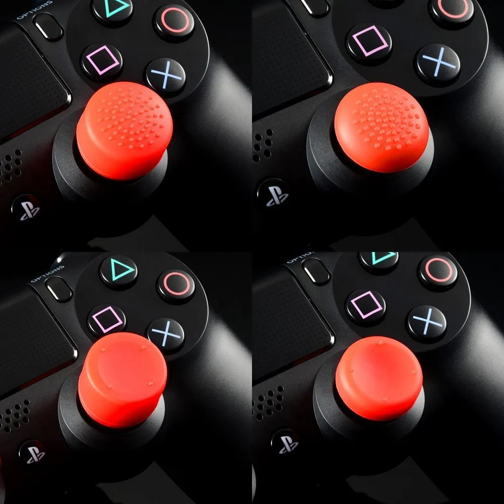 eXtremeRate 8 Red Silicone Rubber Precision Platporm Raised Analog Sticks Thumb Grips for PS4 Slim PS4 Pro Thumbsticks -ZXBJ1224