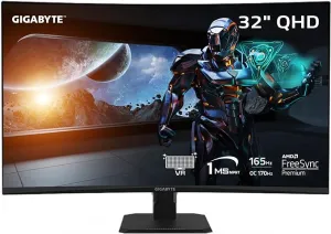 GIGABYTE GS32QC 31.5" 165Hz 1440P Curved Gaming Monitor, 2560x1440 VA 1500R Display, 1ms