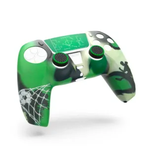 Hama - 6in1 Accessory Set Soccer for Sony Playstation PS5 / PS5 Slim Controller Case Cover   2x Grip Caps (00054459) - Green