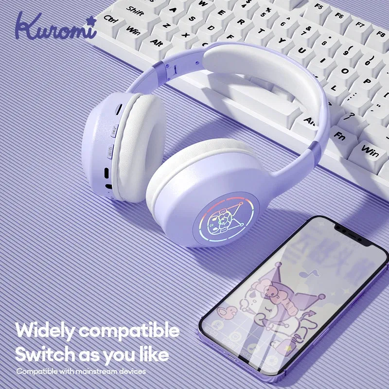 Miniso  EM-368 Bluetooth 5.2 Headphone Stereo Sound Wireless Earphones with RGB Light Headsets Kuromi Melody Hello Kitty