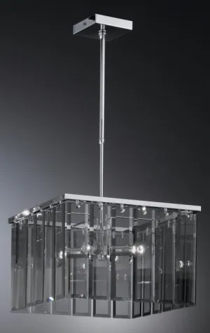 Modern Glass Pendant Light With Smoked Grey Glass Diffuser