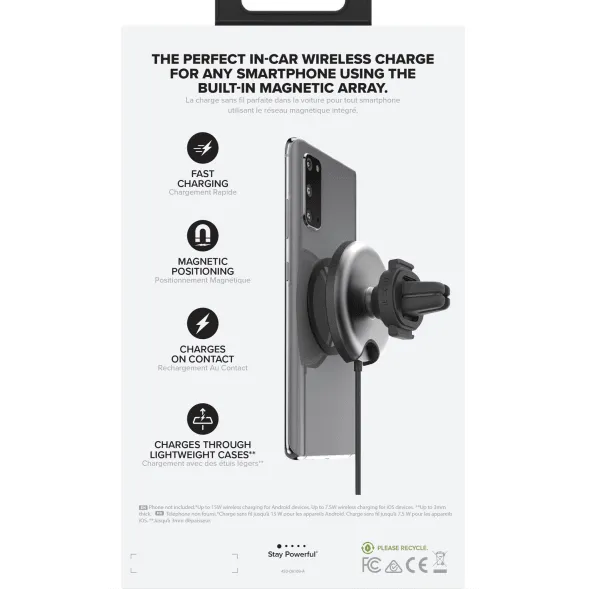 Mophie Snap  MagSafe Compatible Car Vent Mount Wireless Fast Charging Pad Charger USB-C 15W