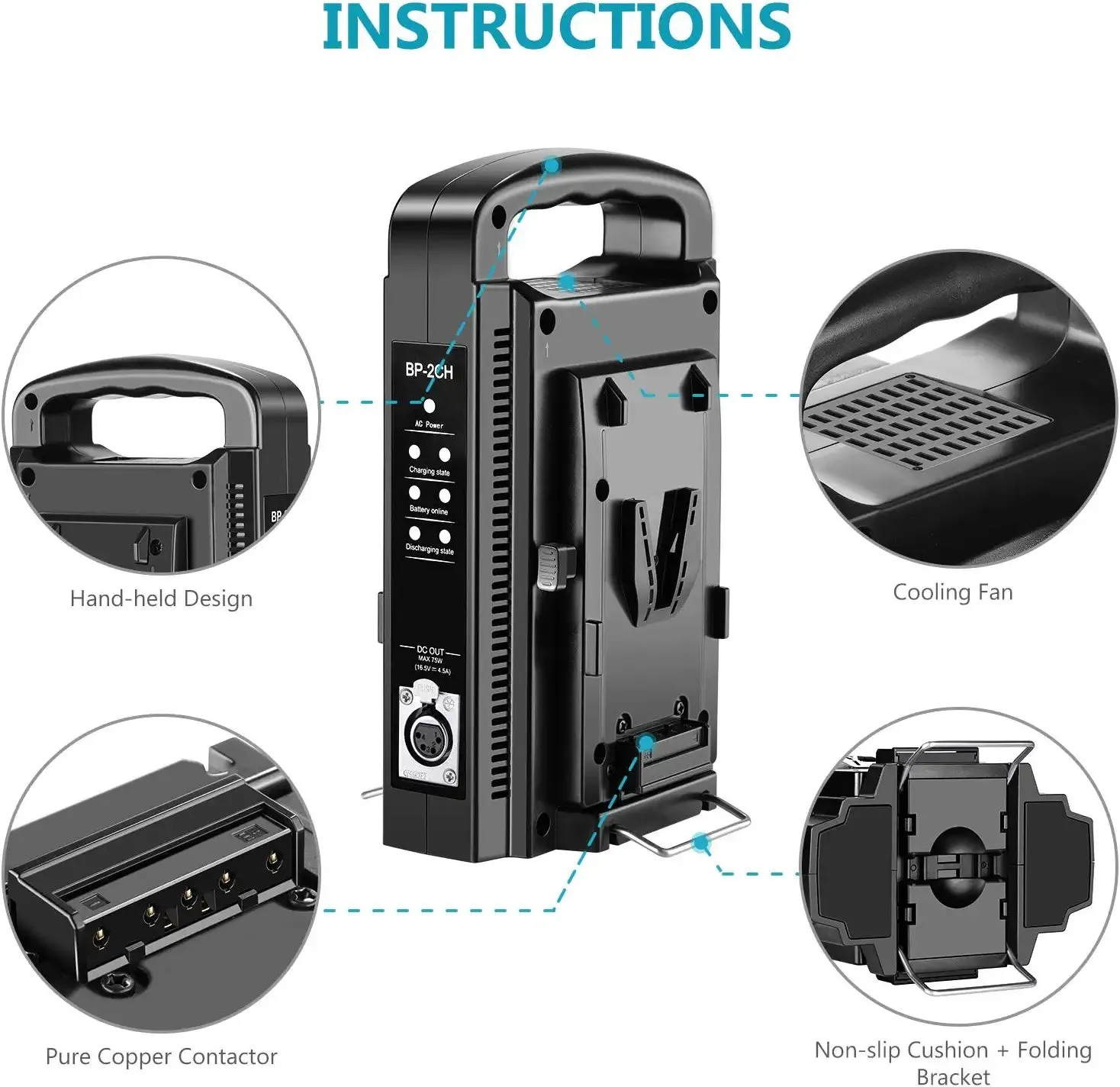 NEEWER Dual Channel V-Mount/V Lock Battery Charger