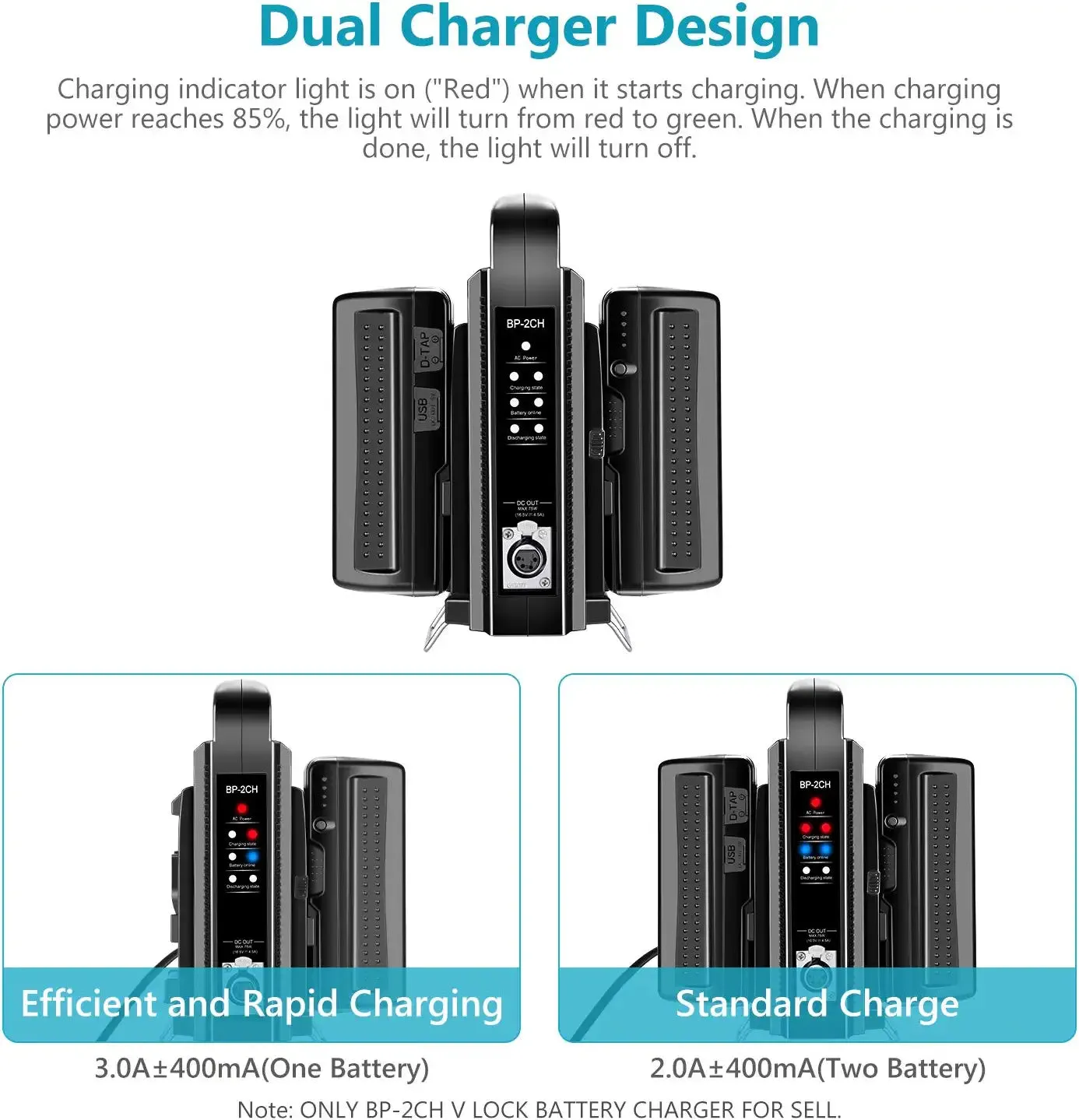 NEEWER Dual Channel V-Mount/V Lock Battery Charger