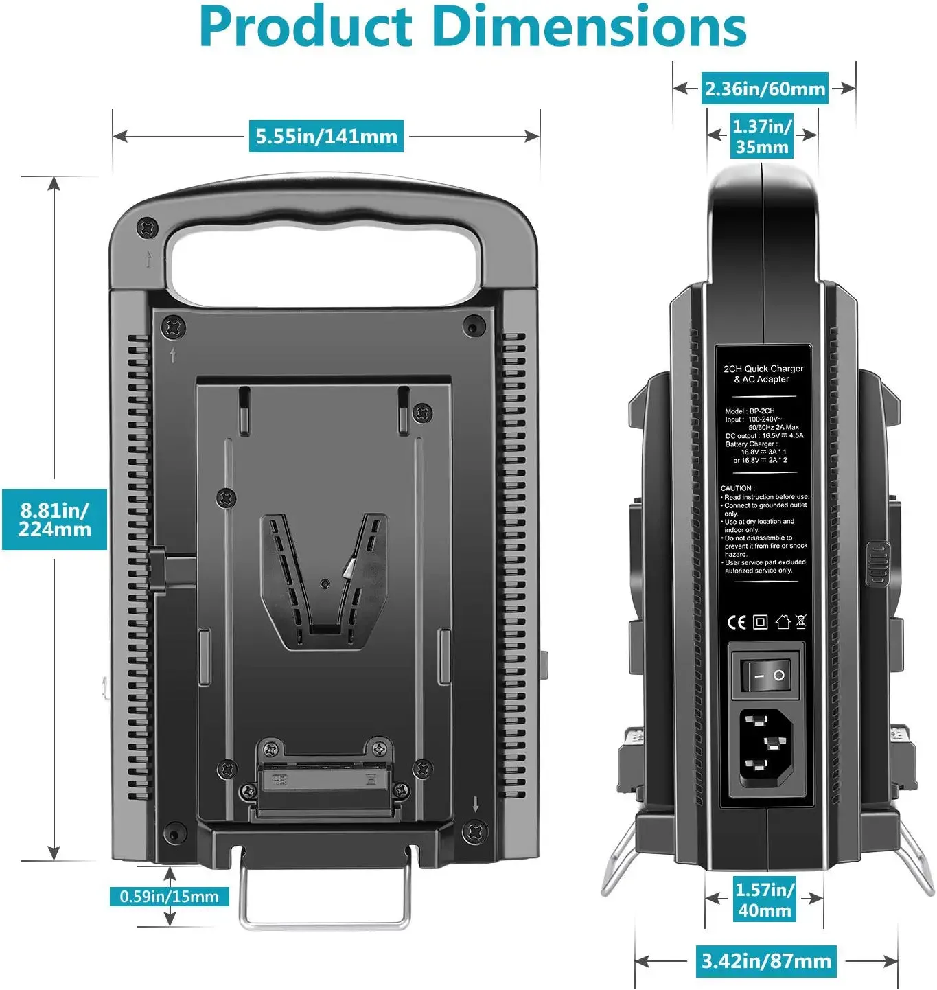 NEEWER Dual Channel V-Mount/V Lock Battery Charger