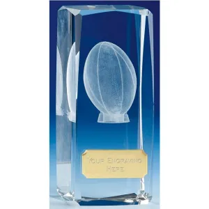 OK024 - Clarity Crystal Glass Rugby Trophy (11.5cm)