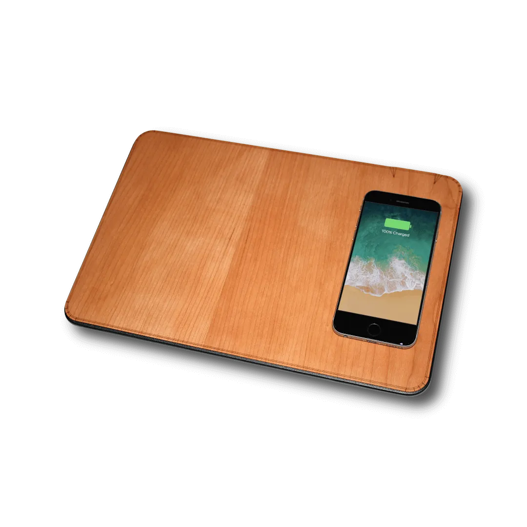 Oversize Wood Mousepad with 15 watt Wireless Fast Charger