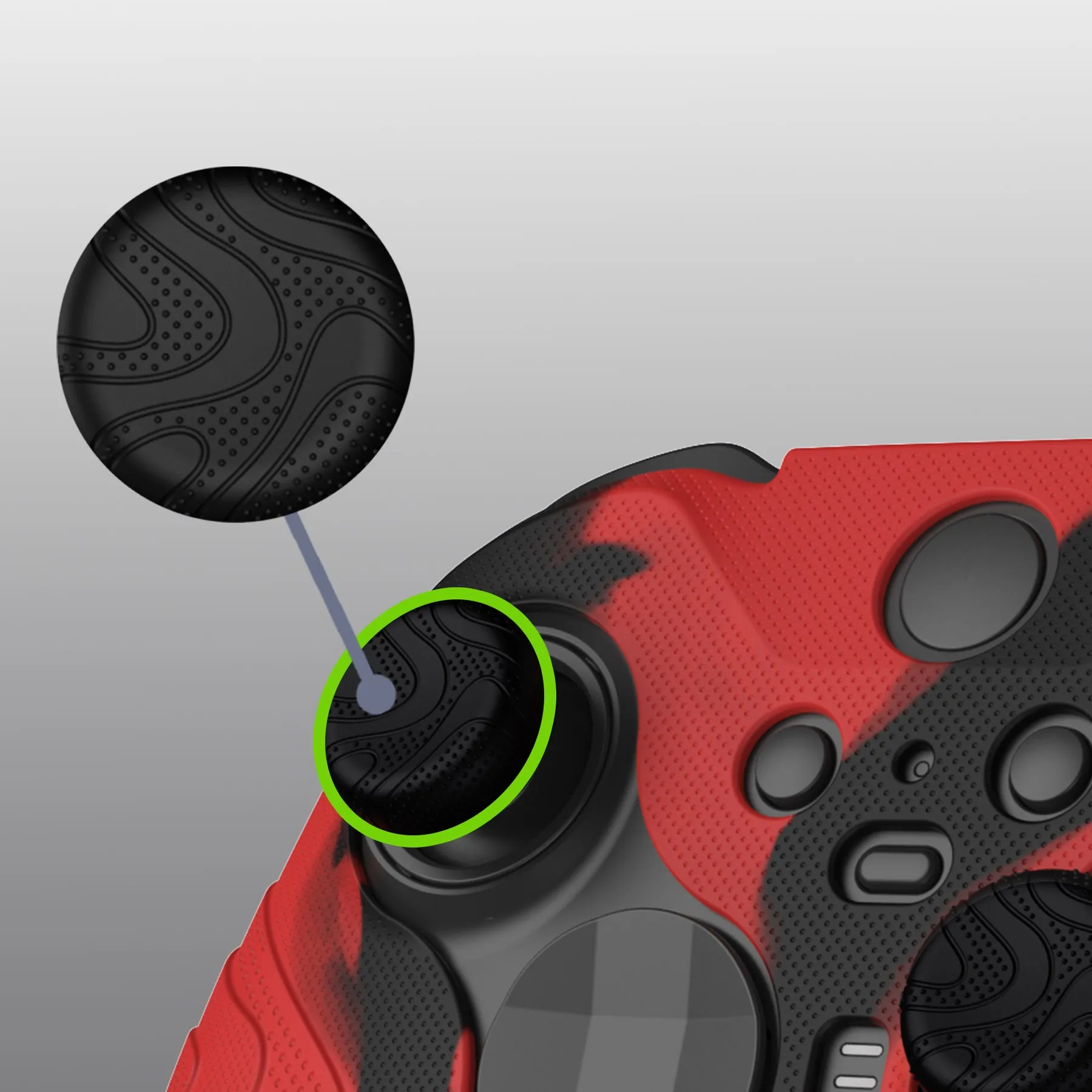 PlayVital Mountain Range Edition Silicone Cover with Thumb Grips for Xbox Elite Series 2 Controller & Xbox Elite Series 2 Core Controller - Red & Black - DVGE2P003
