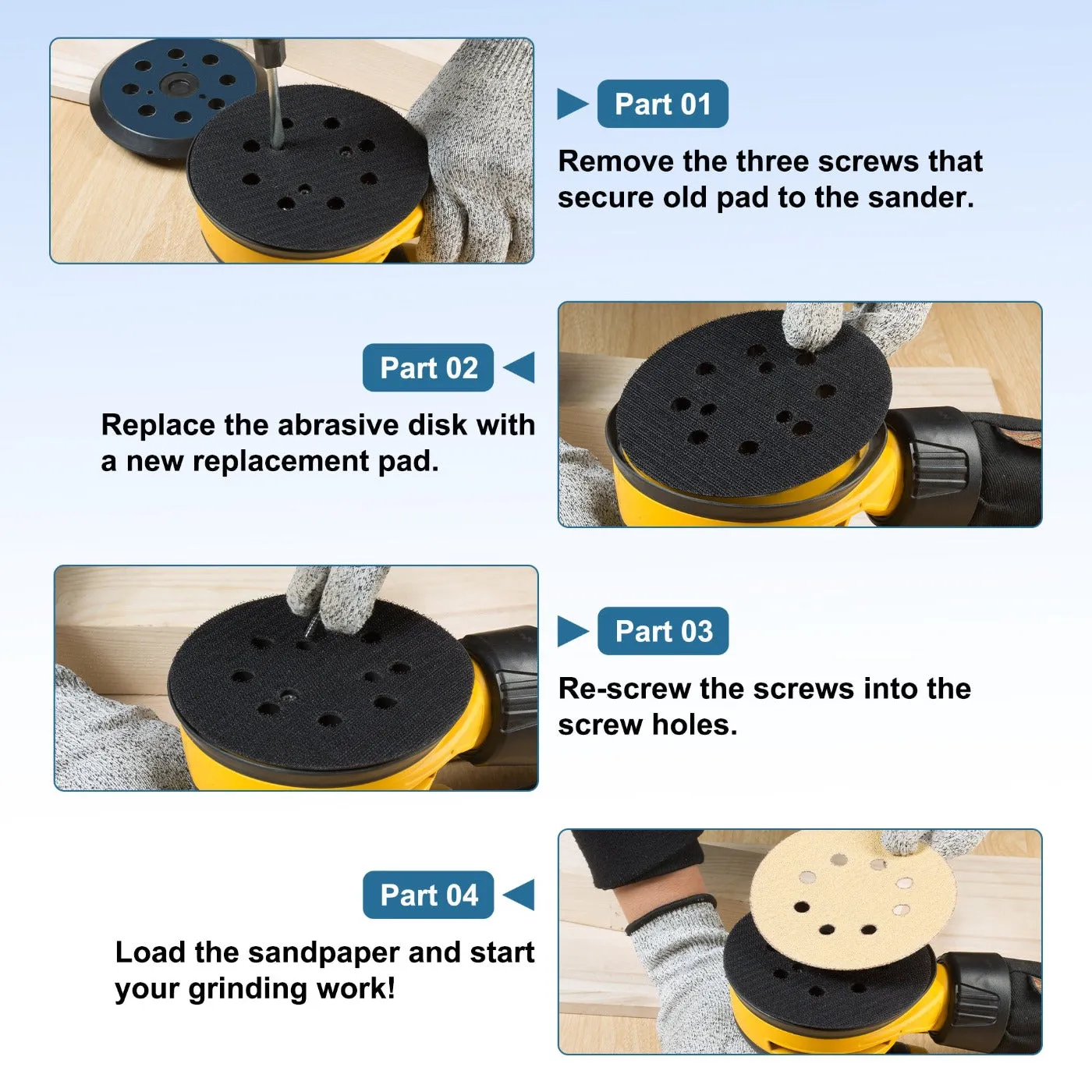 S SATC Replacement Sander Pads 5 Inch 8 Hole Hook and Loop Replacement Pads 2 PCS Orbital Sander Replacement Pads for Dewalt / Makita
