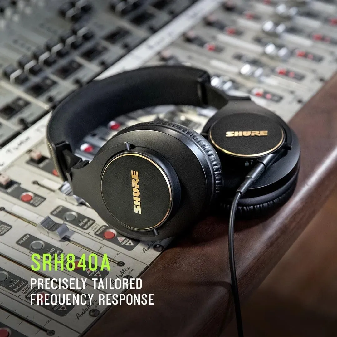 Shure SRH840A Over-Ear Wired Headphones for Critical Listening & Monitoring, Professional Headset