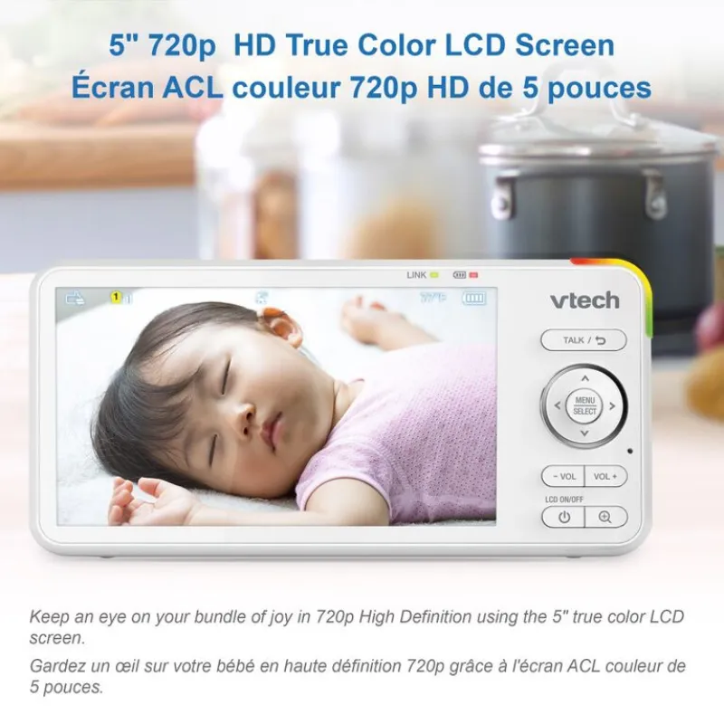 Smart WiFi Remote Access 360 Degree Pan & Tilt Video Baby Monitor with 5” Display
