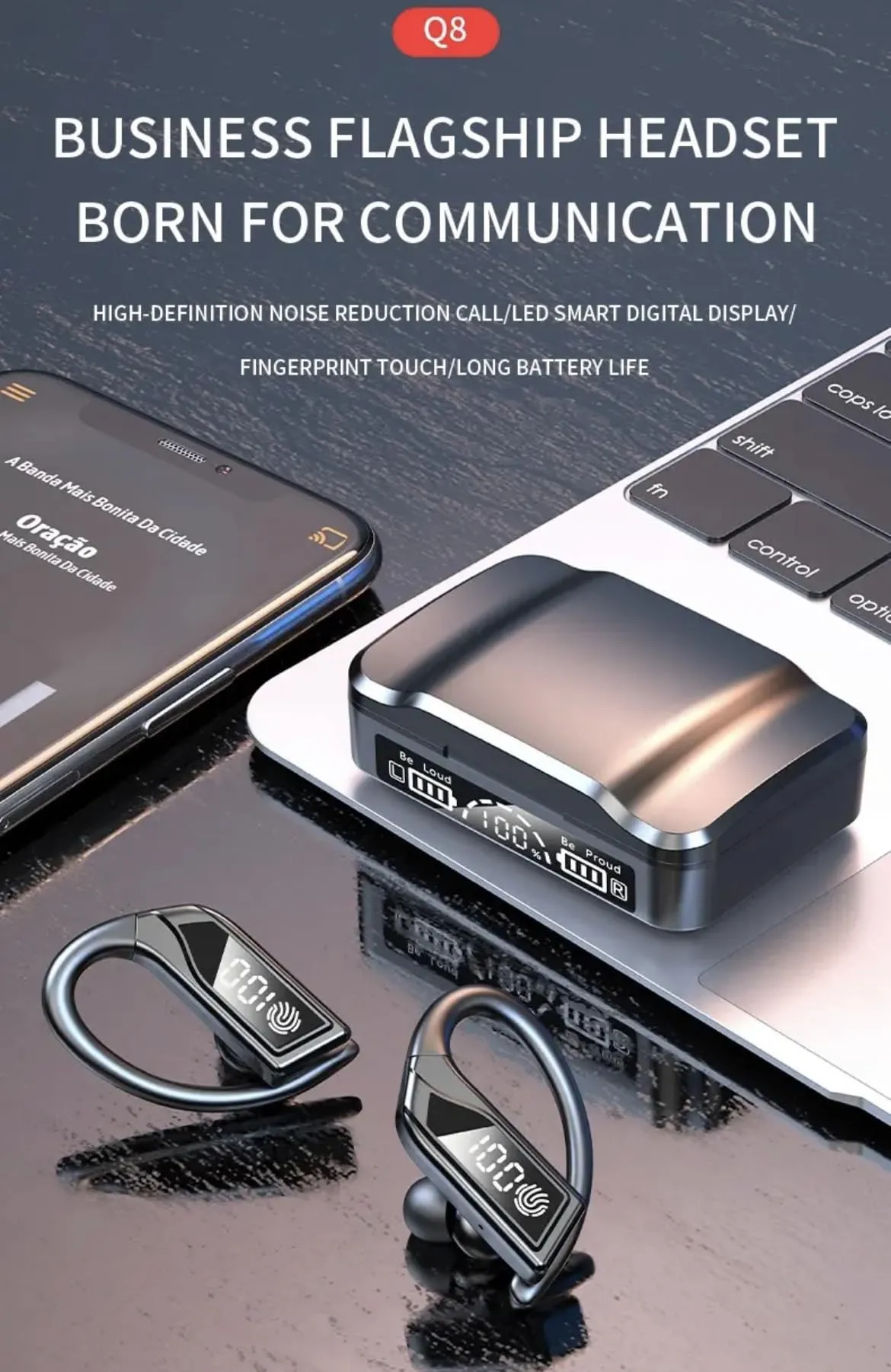 TUTT Q8 TWS Earphone Led Display Wireless Stereo Earbuds Sport Waterproof Headphones Headsets with Microphone | Business | Sport
