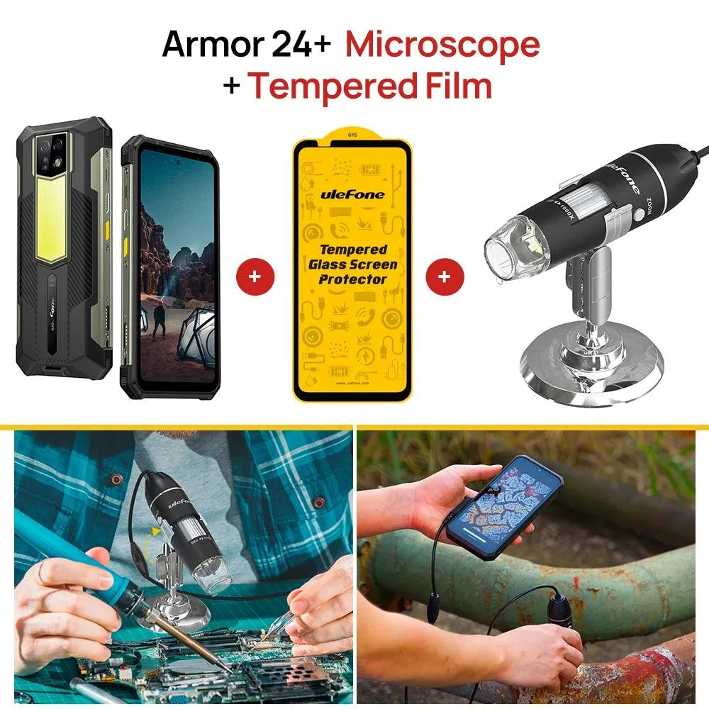 Ulefone Armor 24 Extreme Rugged Phone with 22000mAh Battery, 24GB RAM, 256GB Storage, 6.78" 120Hz Display, and Dual 64MP Night Vision Cameras