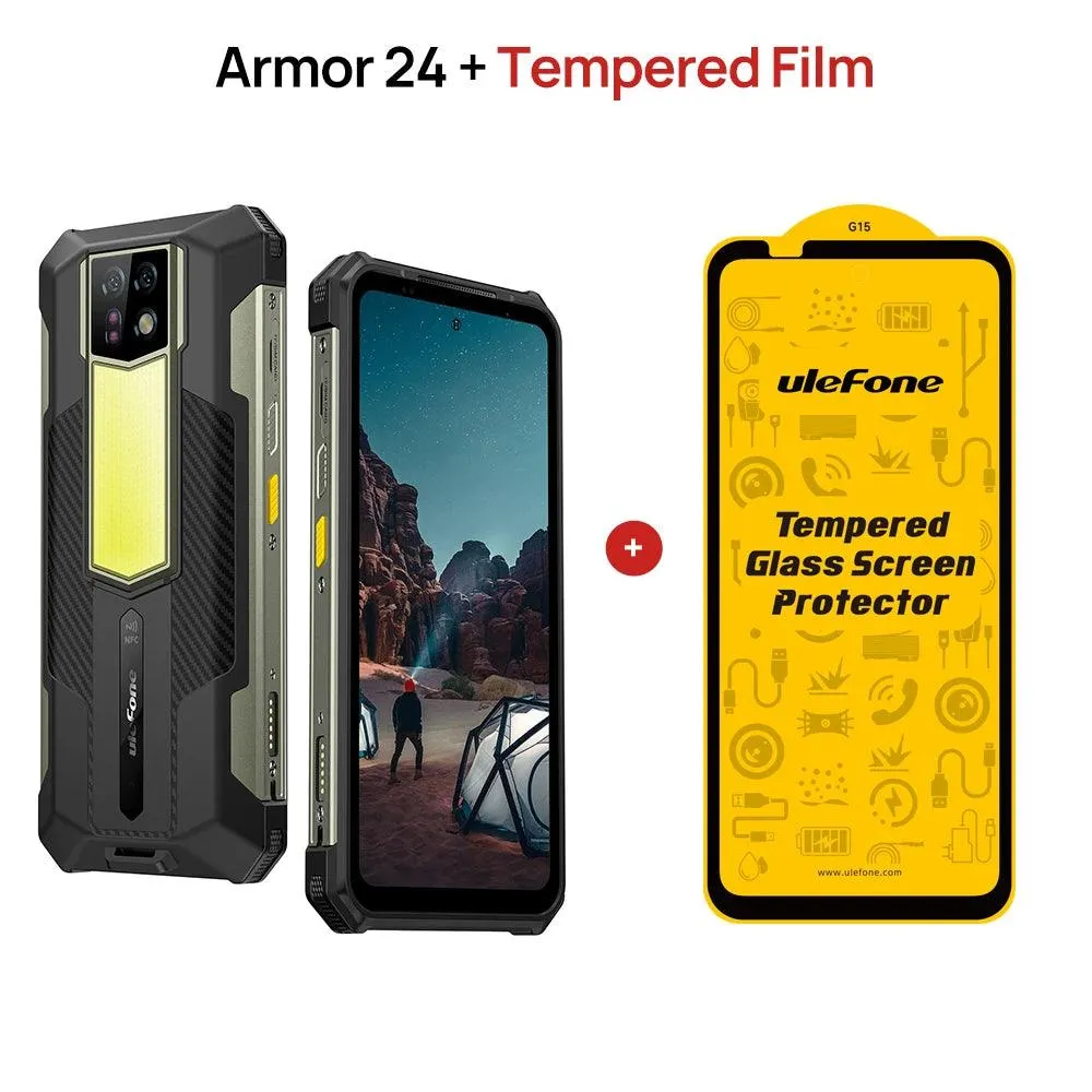 Ulefone Armor 24 Extreme Rugged Phone with 22000mAh Battery, 24GB RAM, 256GB Storage, 6.78" 120Hz Display, and Dual 64MP Night Vision Cameras